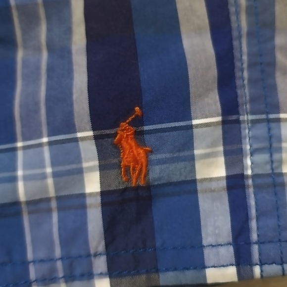 Polo Ralph Lauren Swimwear Blue and White Plaid Shorts Size M (10 - 12) - Picture 4 of 11